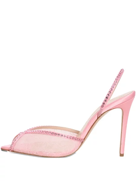 Полуотворени обувки Andrea Wazen с дантела с отворена пета розово