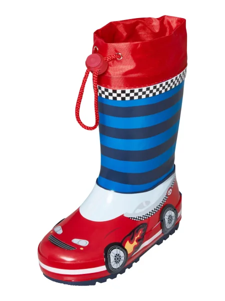 PLAYSHOES Cizme de cauciuc Rennwagen albastru / roșu alb
