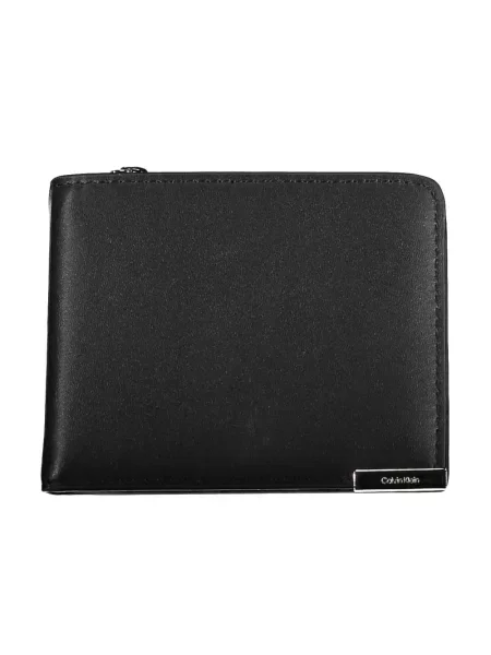 Lniany portfel Calvin Klein czarny