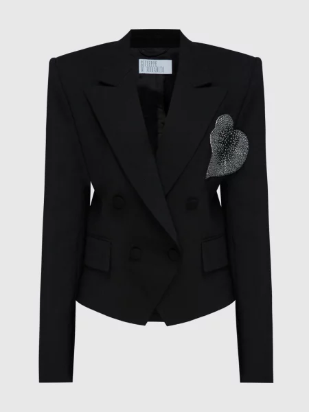 Двобортний жакет з вовни з аплікацією з кристалами Giuseppe Di Morabito Milano чорний