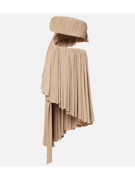 Sukienka Alaïa z falbankami beżowa