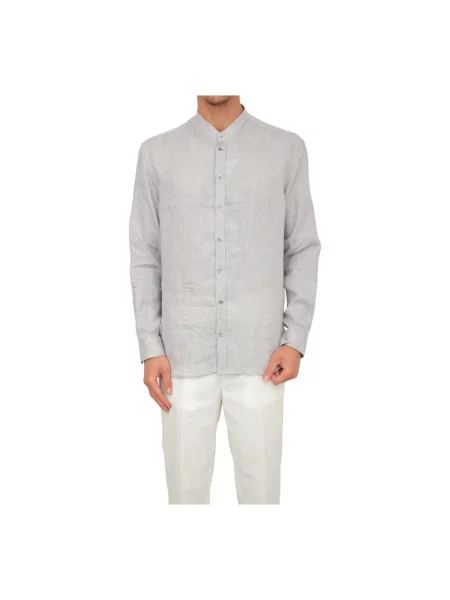Lniana koszula Emporio Armani szara