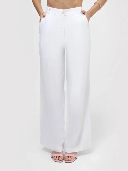 INTERTOP x KVITKOVA Штани повсякденні Льон білий