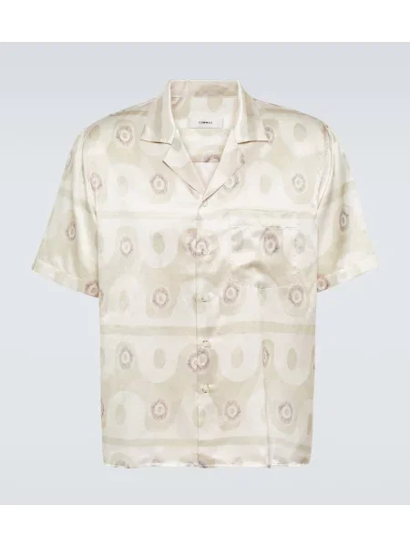 Копринена риза Commas с принт бежово