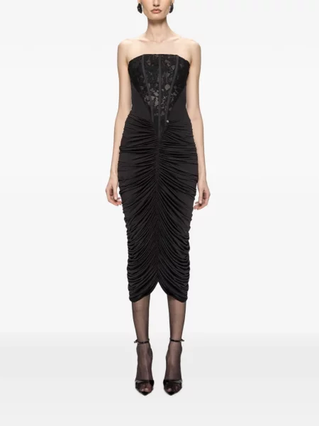 Rochie Nissa cu volane negru
