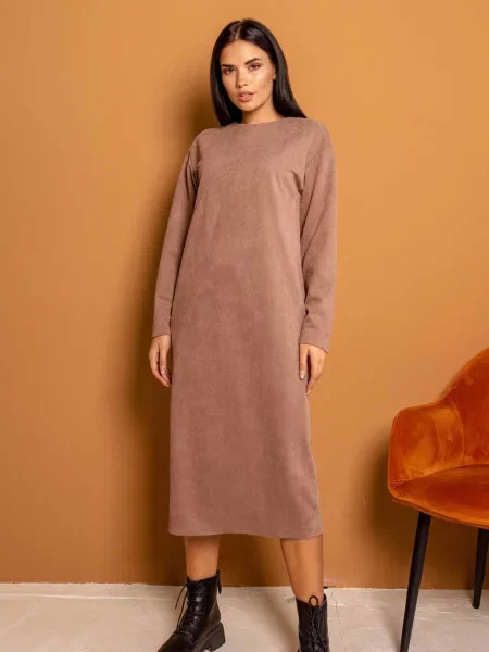 Замшева Сукня міді RiMari світло-коричневий коричнева