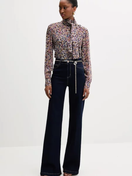 Блузка з шовком Liu Jo візерунок фіолетовий