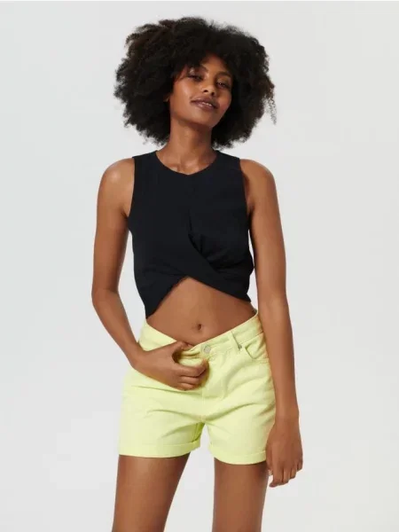 Джинсові шорти mom fit жовтий