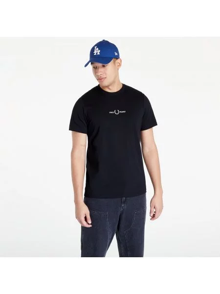 FRED PERRY Embroidered T-Shirt Black μαύρο