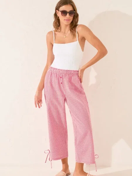 Долнище на пижама women'secret бордо от червено