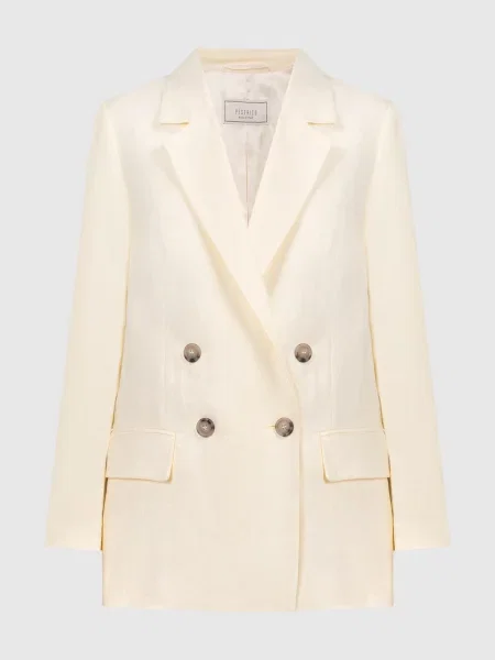 Двобортний жакет з льону Peserico жовтий