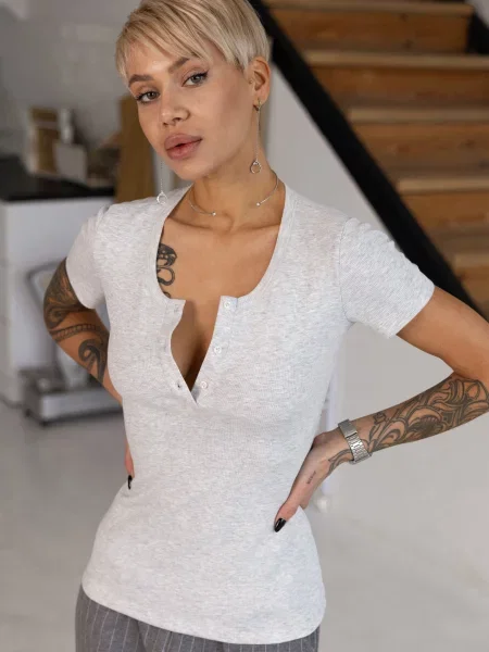 Футболка Leinle світло-сірий бавовна/поліестер сіра