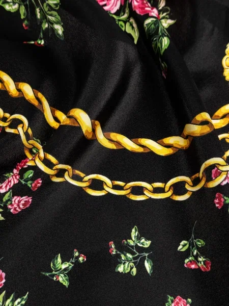 Fular Dolce & Gabbana cu model floral negru