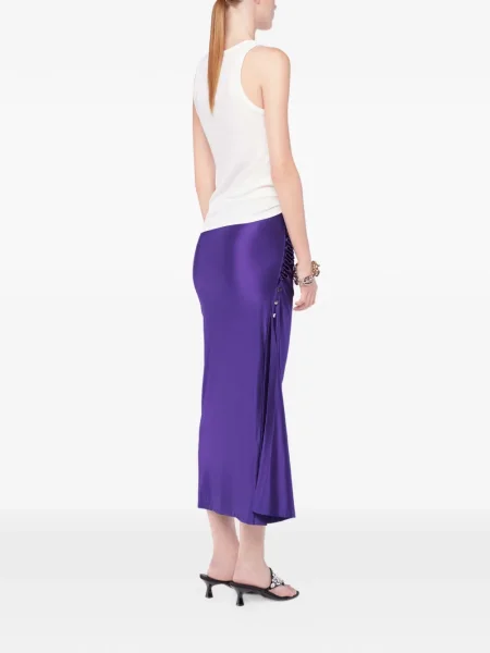 Fustă midi Rabanne drapată până la genunchi violet
