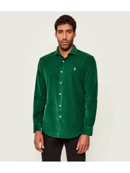 POLO RALPH LAUREN De catifea reiată cămașă | Custom fit verde