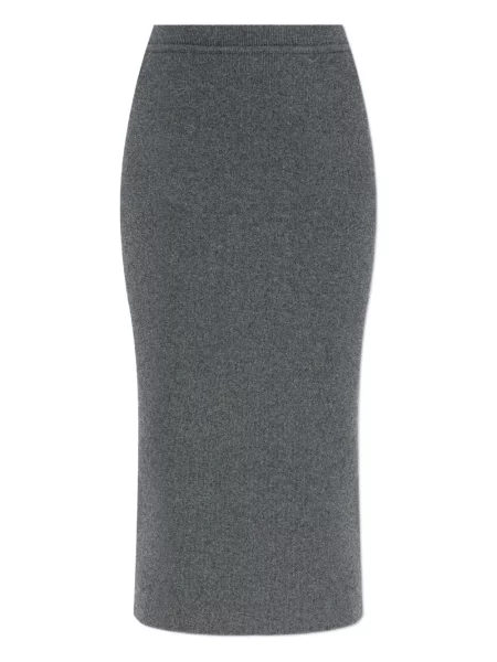 Spódnica Tom Ford z kaszmiru prążkowana szara