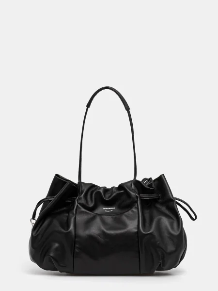 Кожена чанта Emporio Armani черно