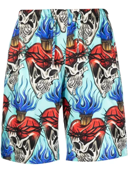 Pantaloni scurți Philipp Plein de mătase albastru