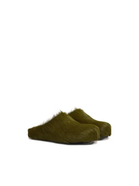 Klapki Marni skórzane zielone