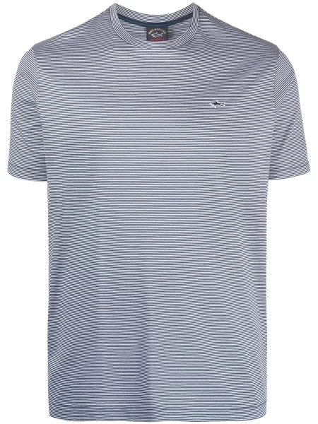 Tricou Paul & Shark cu dungi cu imagine albastru