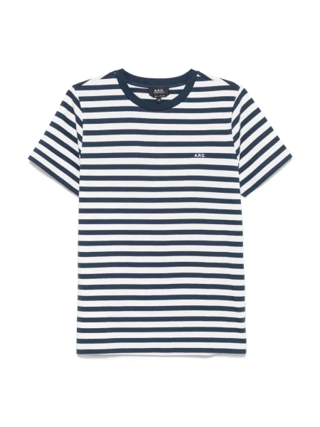A.P.C. t-shirt t-shirt standard apc brode raye męski granatowy wzorzysty niebieska