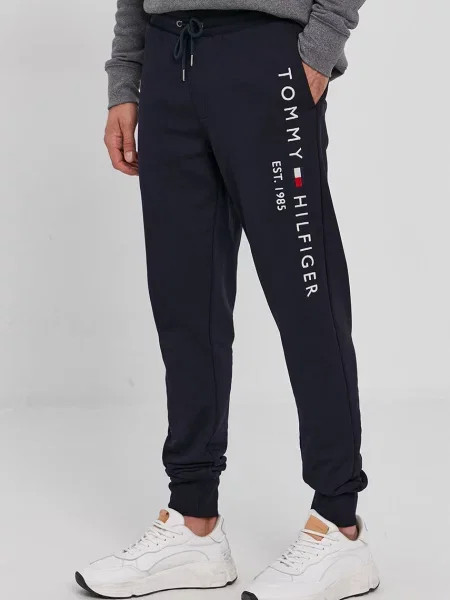 Joggery Tommy Hilfiger frotte z logo niebieskie