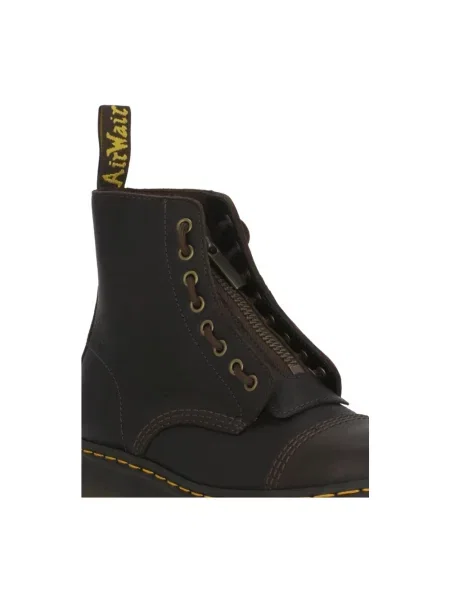 Botki Dr. Martens skórzane na platformie brązowe