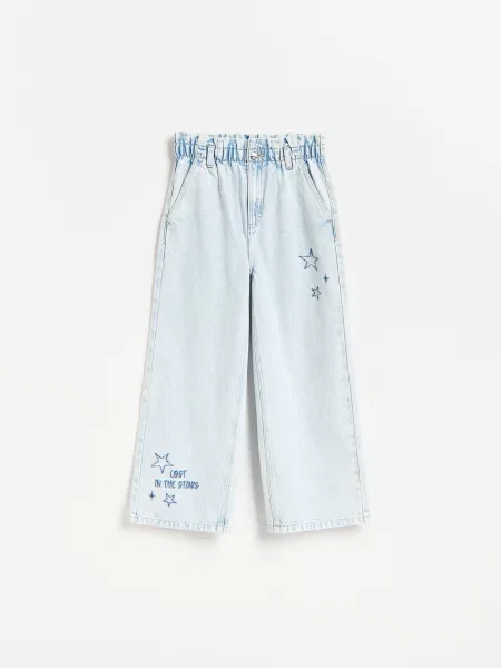 Reserved Джинси wide leg з вишивкою синій