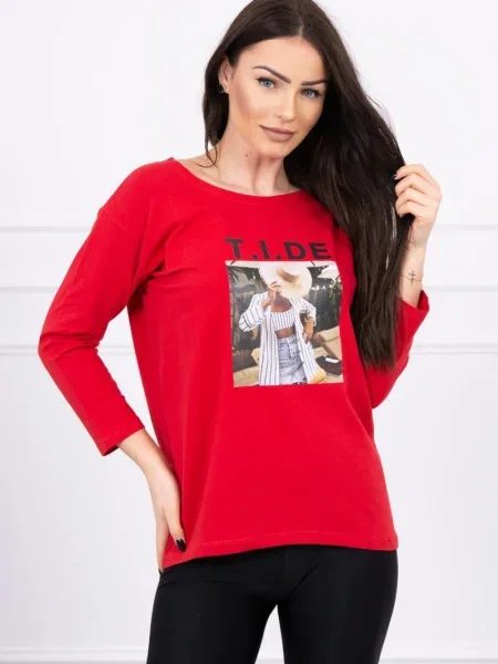 Bluză Kesi cu imagine roșu