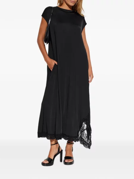 Rochie midi Vetements asimetrică din dantelă negru