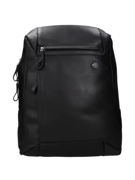 Rucsac Piquadro din piele cu autograf negru