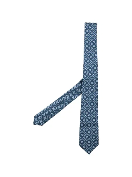 Cravată Kiton cu imagine cu imprimeu geometric albastru