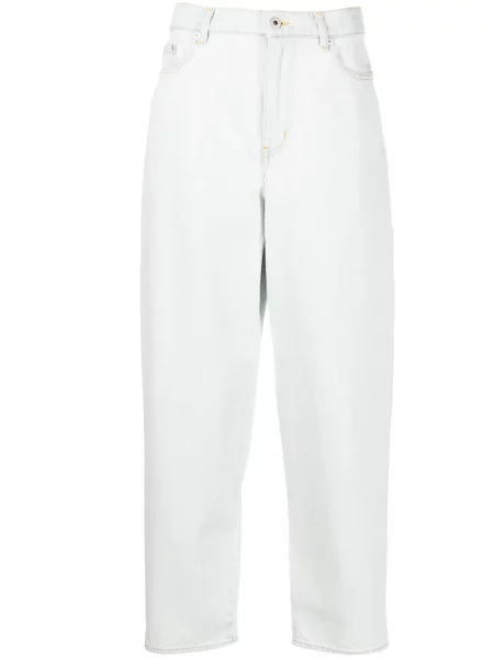 Blugi drepți Kenzo cu broderie albastru