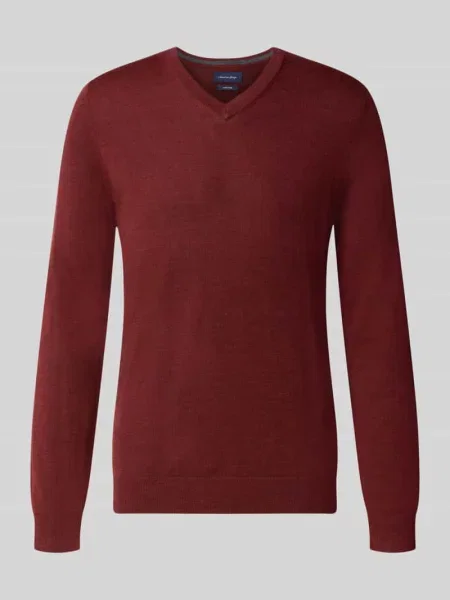 Sweter z dzianiny z mieszanki wełny z dekoltem w serek Christian Berg Men