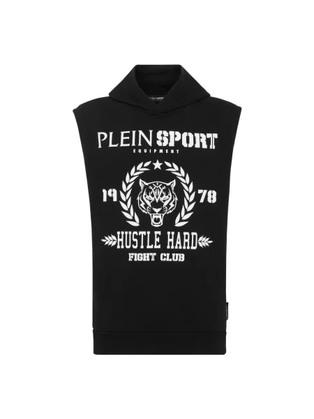 Bluza z kapturem Plein Sport z kapturem w tygrysie prążki czarna