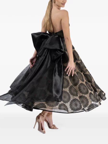 Rochie midi Monarh cu funde din dantelă negru
