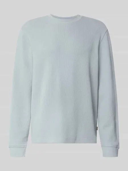Bluzka z długim rękawem o kroju regular fit z mieszanki bawełny model WE-TEMPEST' Boss Orange błękitna