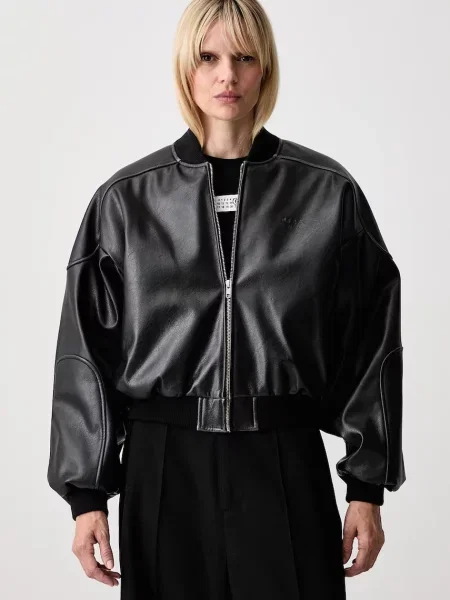 Kurtka skórzana Mm6 Maison Margiela czarna