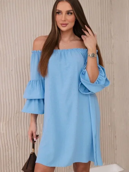 Rochie Kesi plisată de costum albastru