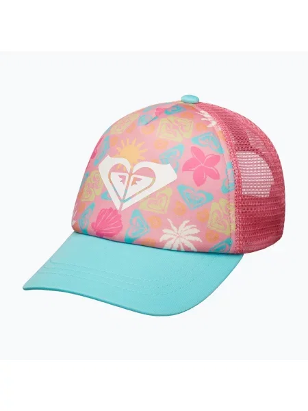Gyerek sildes sapka ROXY Sweet Emotions plumeria hippie hour diagonal. Méret: 56 cm rózsaszín