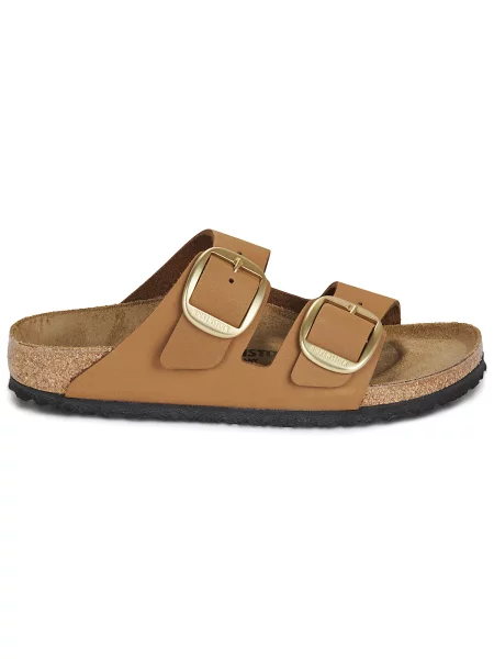 Papuci Birkenstock cu cataramă din nubuc maro