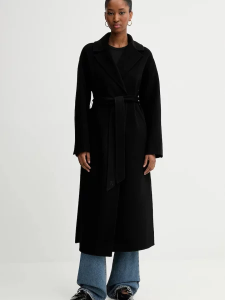 FROM FUTURE palton de lână negru