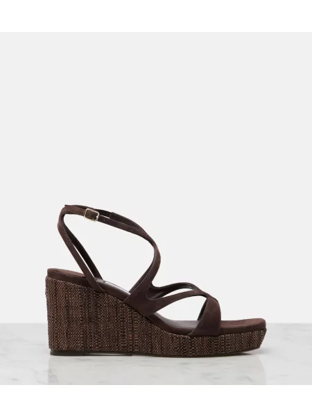 Sandali Jimmy Choo iz semiša s polno peto rjava
