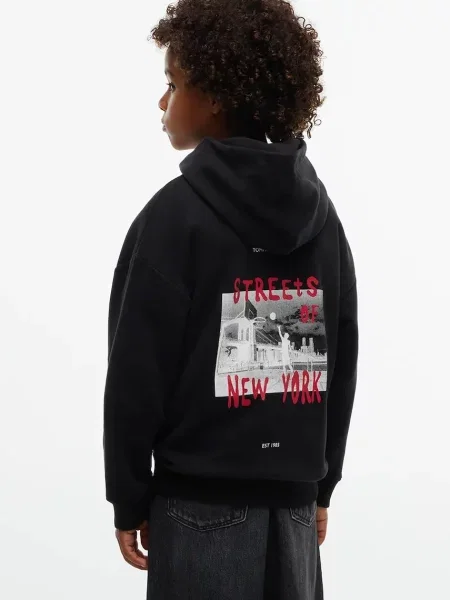 Tommy Hilfiger hanorac cu glugă pentru copii cu negru