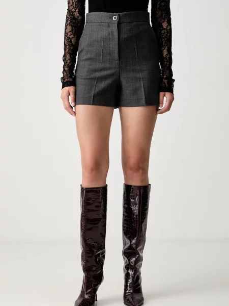 Pinko pantaloni scurți pentru femei cu amestec de lână gri