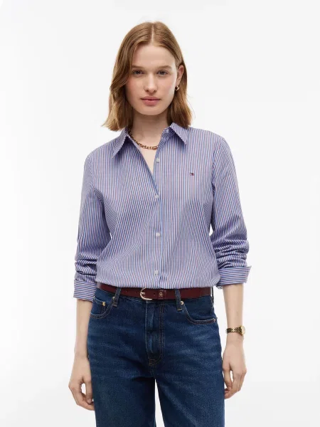 TOMMY HILFIGER Blúzka nebesky modrá / vínovo červená biela