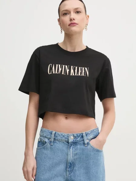 Calvin Klein Jeans Póló VARSITY | Cropped Fit fekete