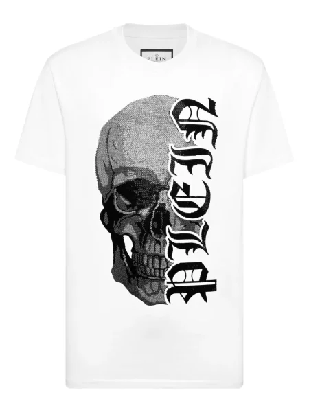 Tricou Philipp Plein cu strasuri alb