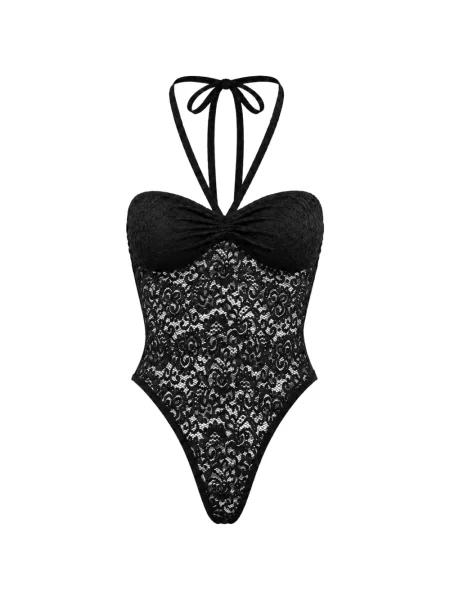 Body Markgong din dantelă cu gât halter negru