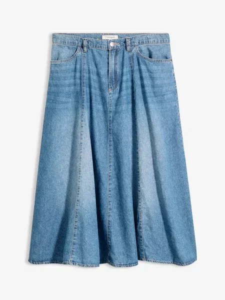 Spódnica jeansowa z lekkiego denimu z regulowanym pasem niebieska